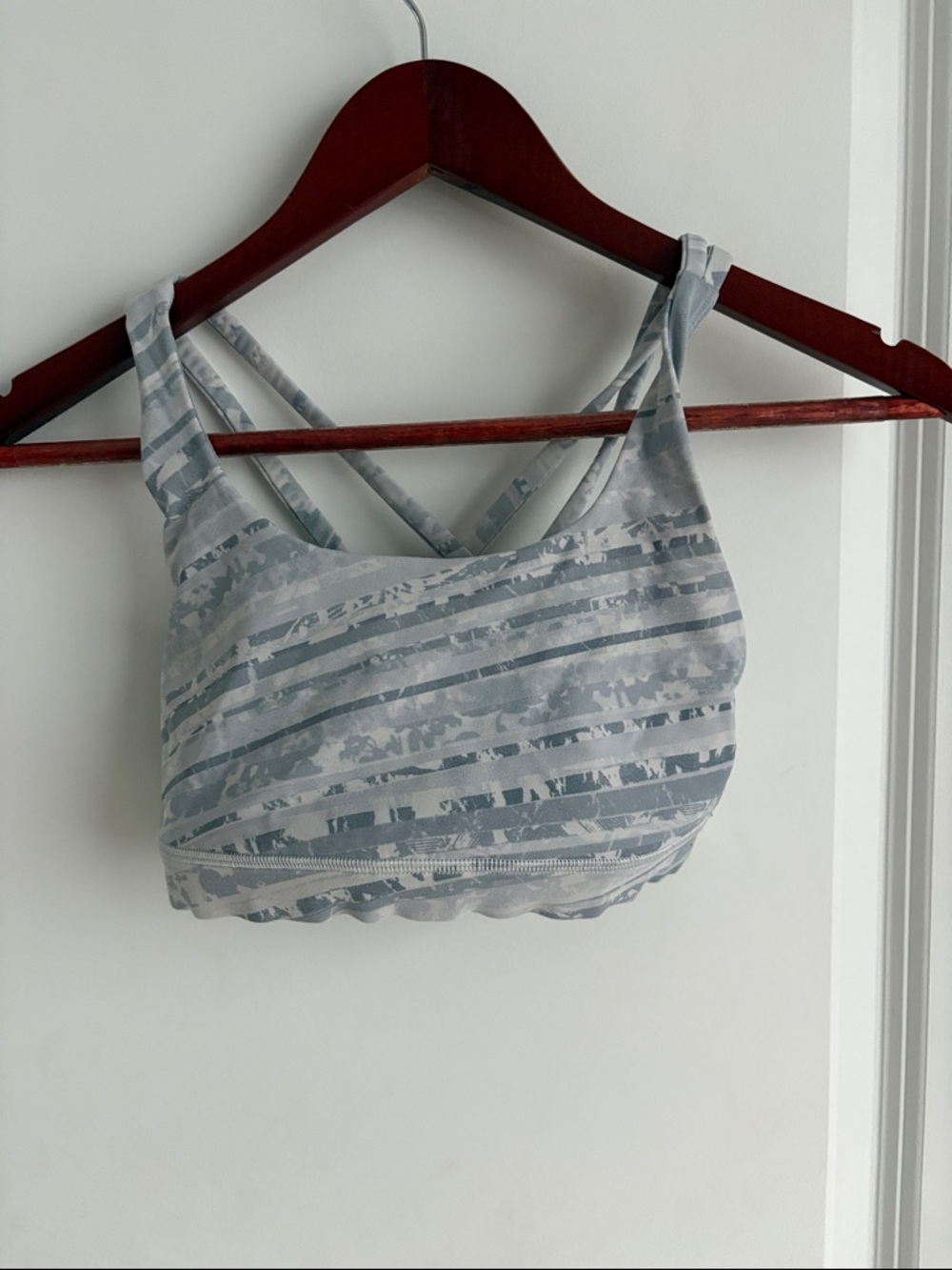 lululemon athletica Light Blue Striped Strappy Sports Bra